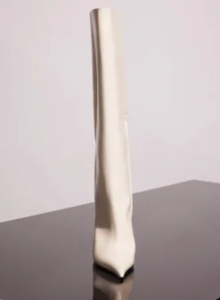 MUGLER ivory shiny leather fang 95 boots