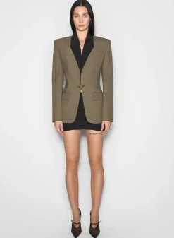 Women MUGLER khaki and black pierced tailored jacket