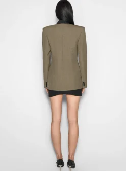 Women MUGLER khaki and black pierced tailored jacket