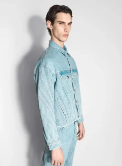 Women MUGLER light blue spiral denim jacket