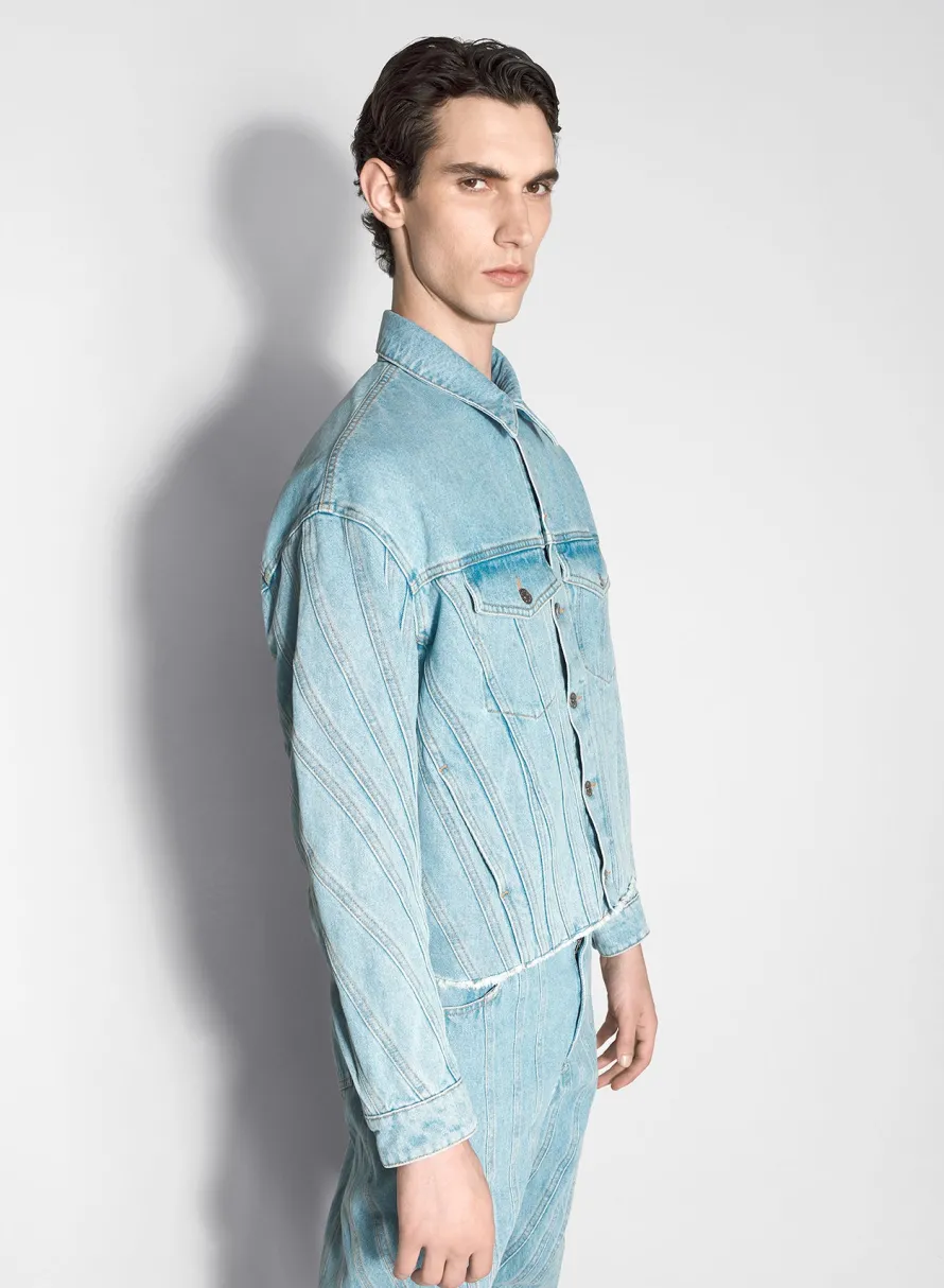 Women MUGLER light blue spiral denim jacket