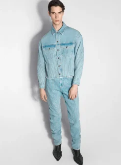 Women MUGLER light blue spiral denim jacket