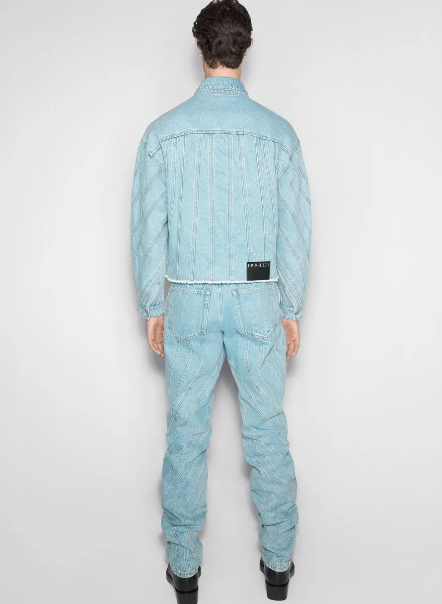 Women MUGLER light blue spiral denim jacket