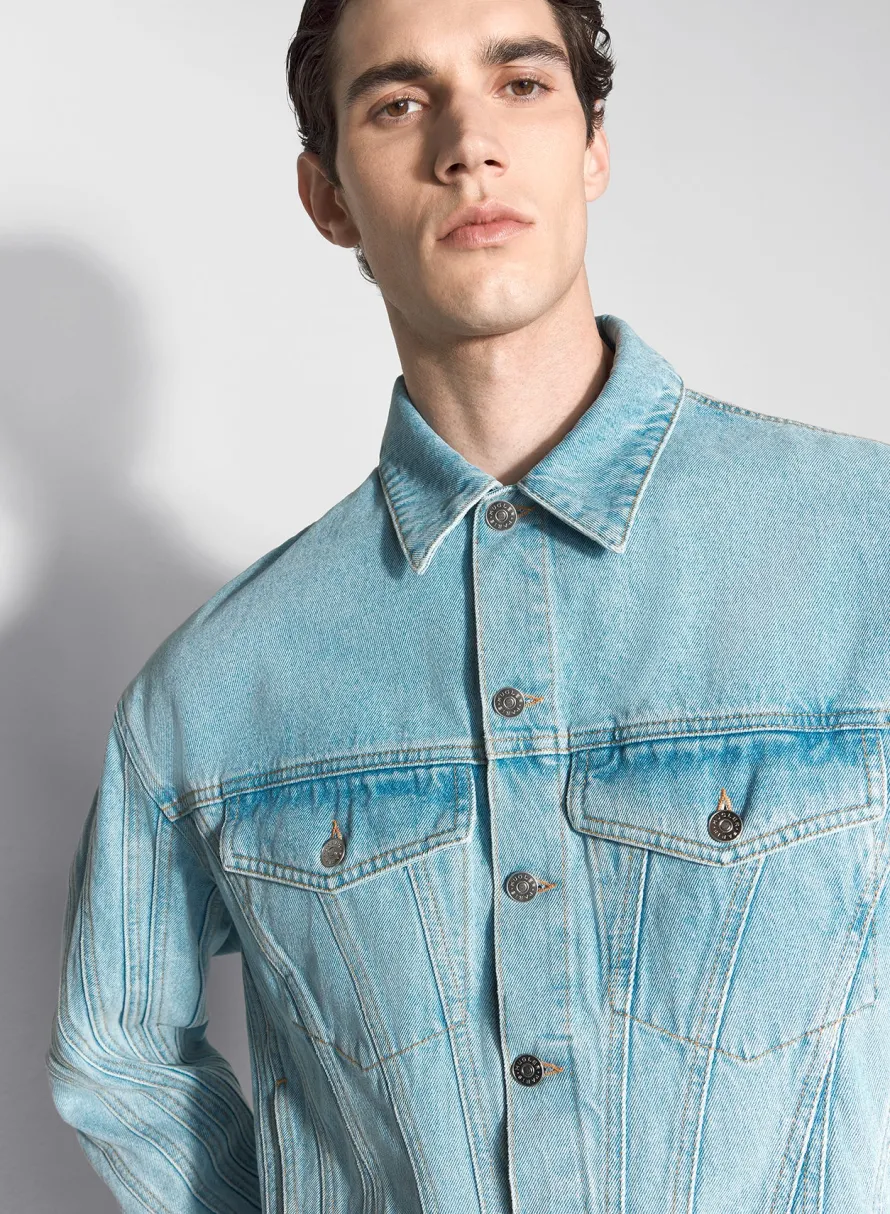 Women MUGLER light blue spiral denim jacket