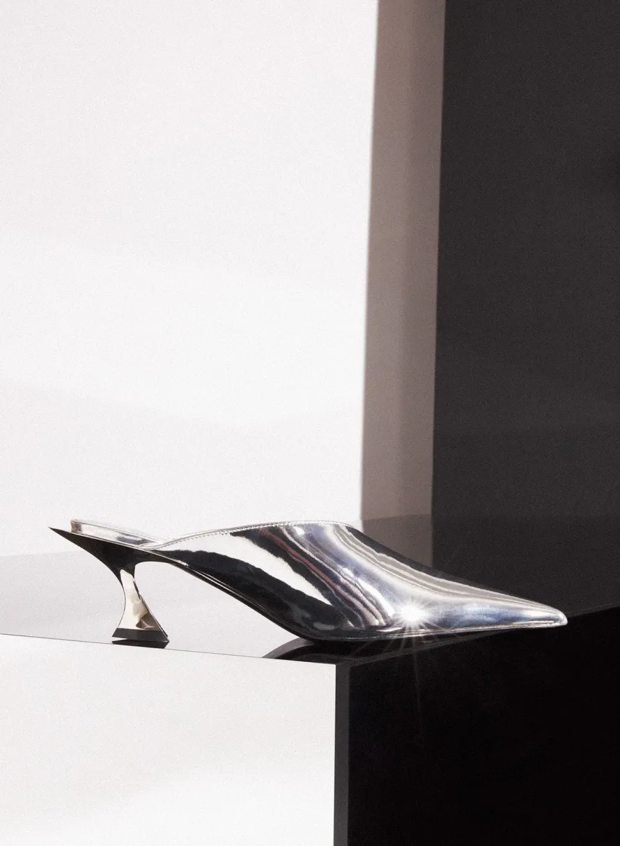 MUGLER Metallic leather Fang 55 mules