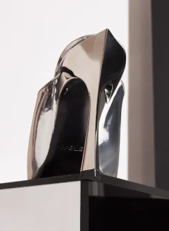 MUGLER Metallic leather Fang 95 mules
