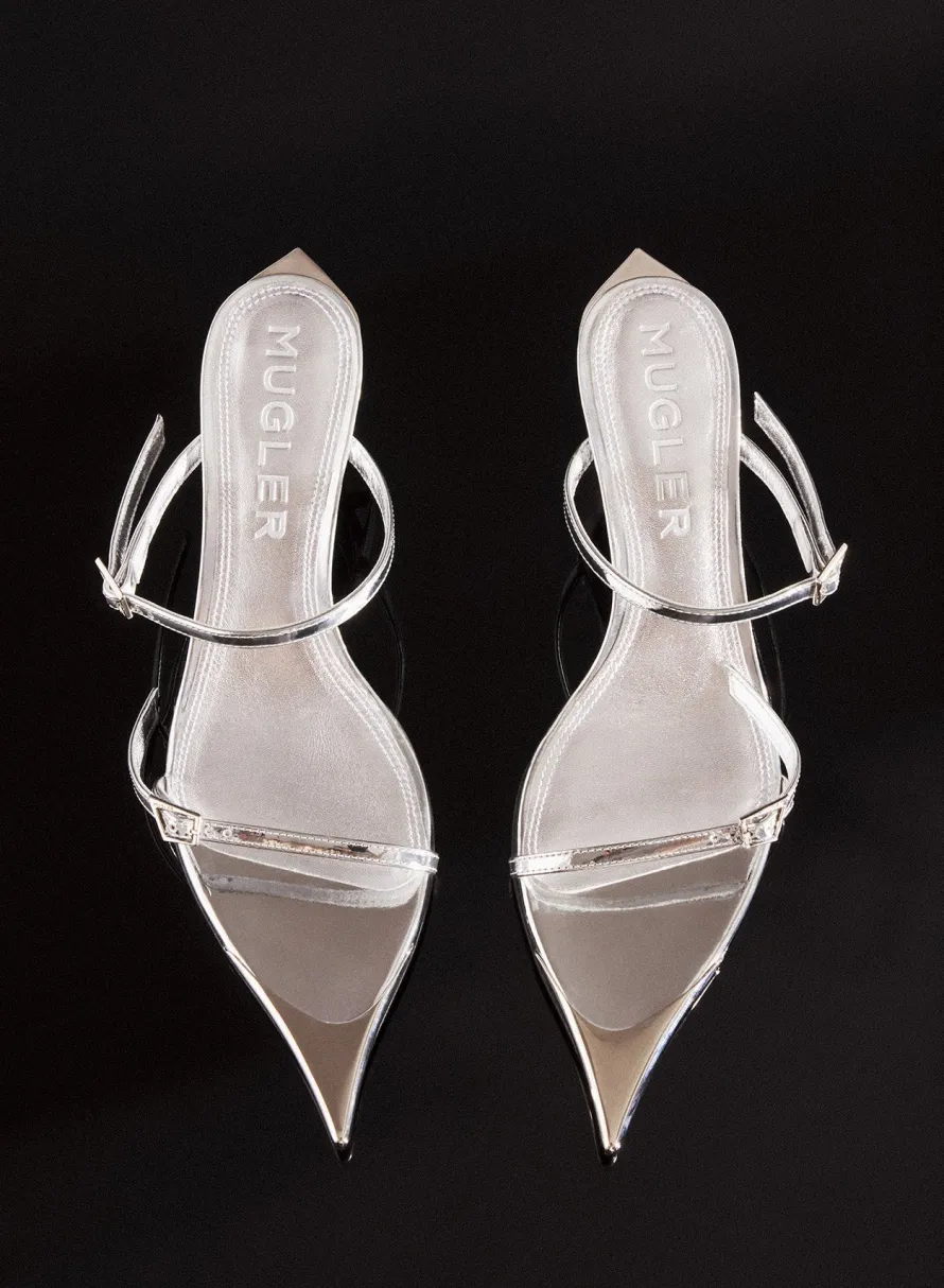 MUGLER Metallic leather Fang 55 sandals