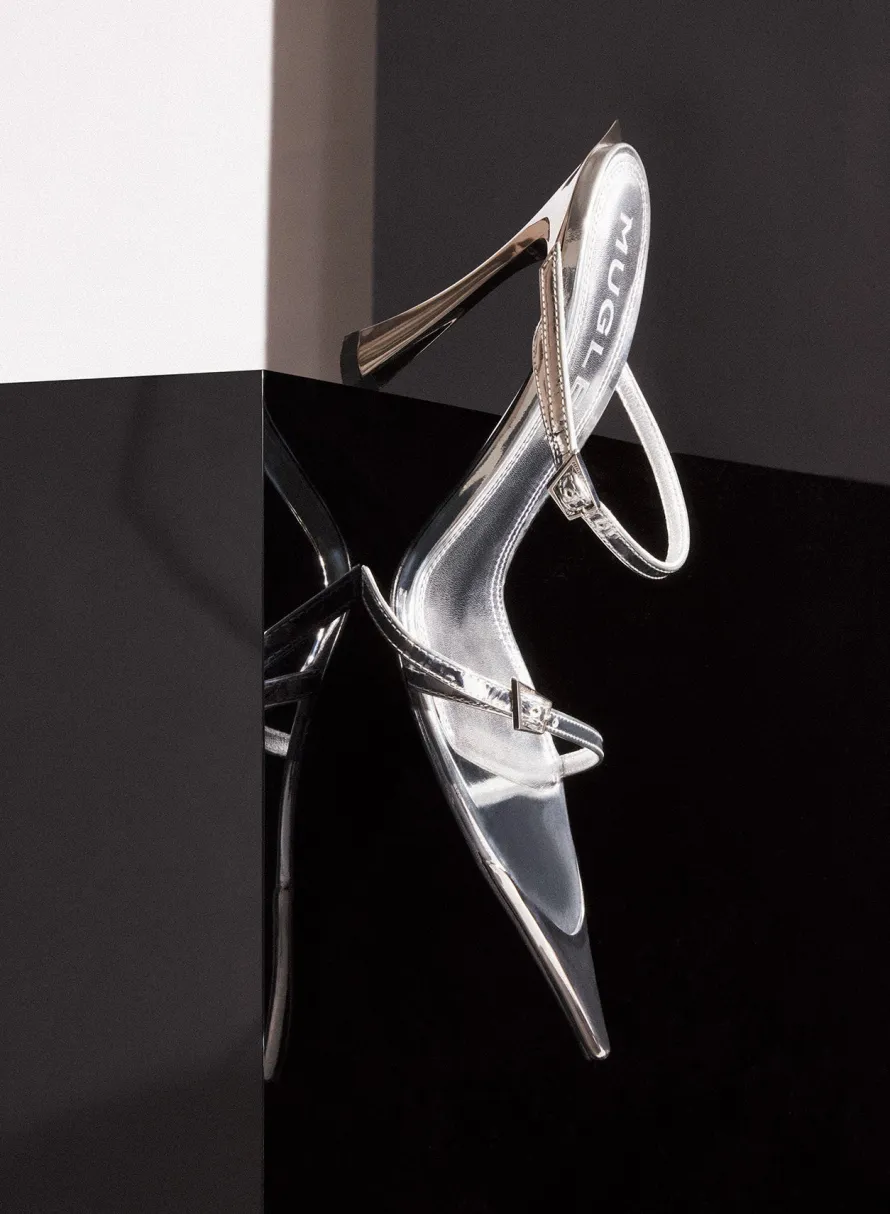 MUGLER Metallic leather Fang 95 sandals