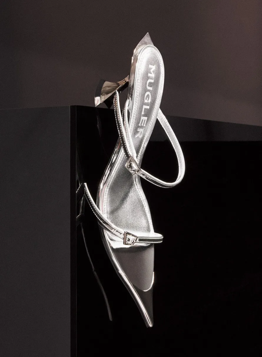 MUGLER Metallic leather Fang 55 sandals