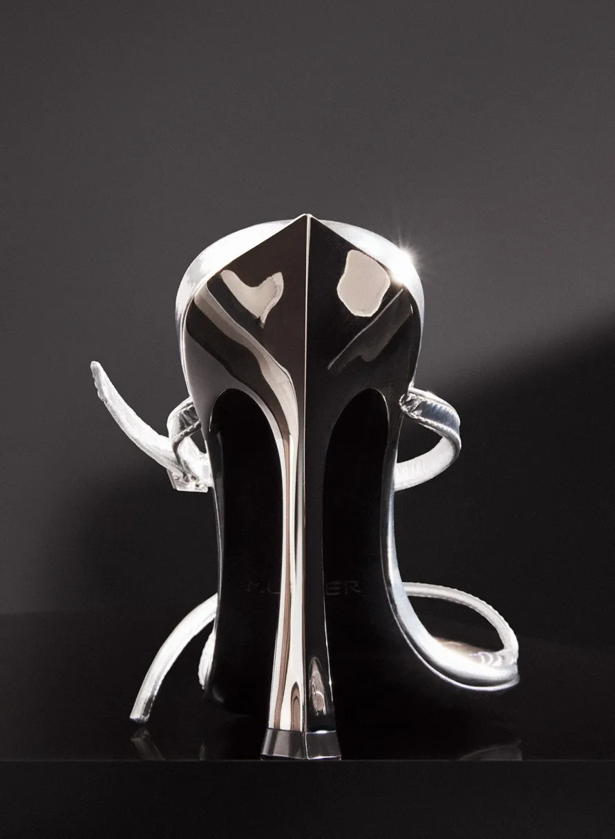 MUGLER Metallic leather Fang 95 sandals