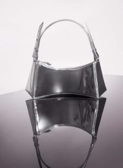 MUGLER metallic silver zenith bag