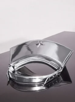 MUGLER metallic silver zenith bag
