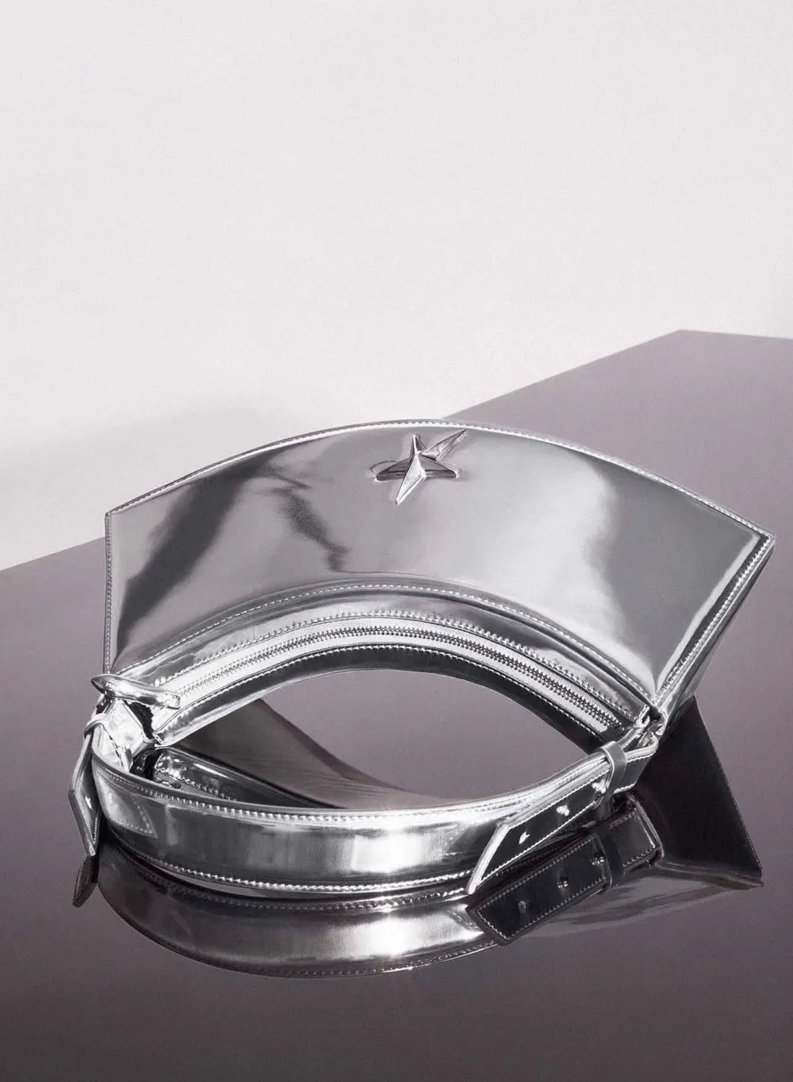 MUGLER metallic silver zenith bag