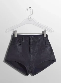 Women MUGLER midnight blue bi-material denim shorts