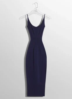 Women MUGLER midnight blue sculpting knit dress