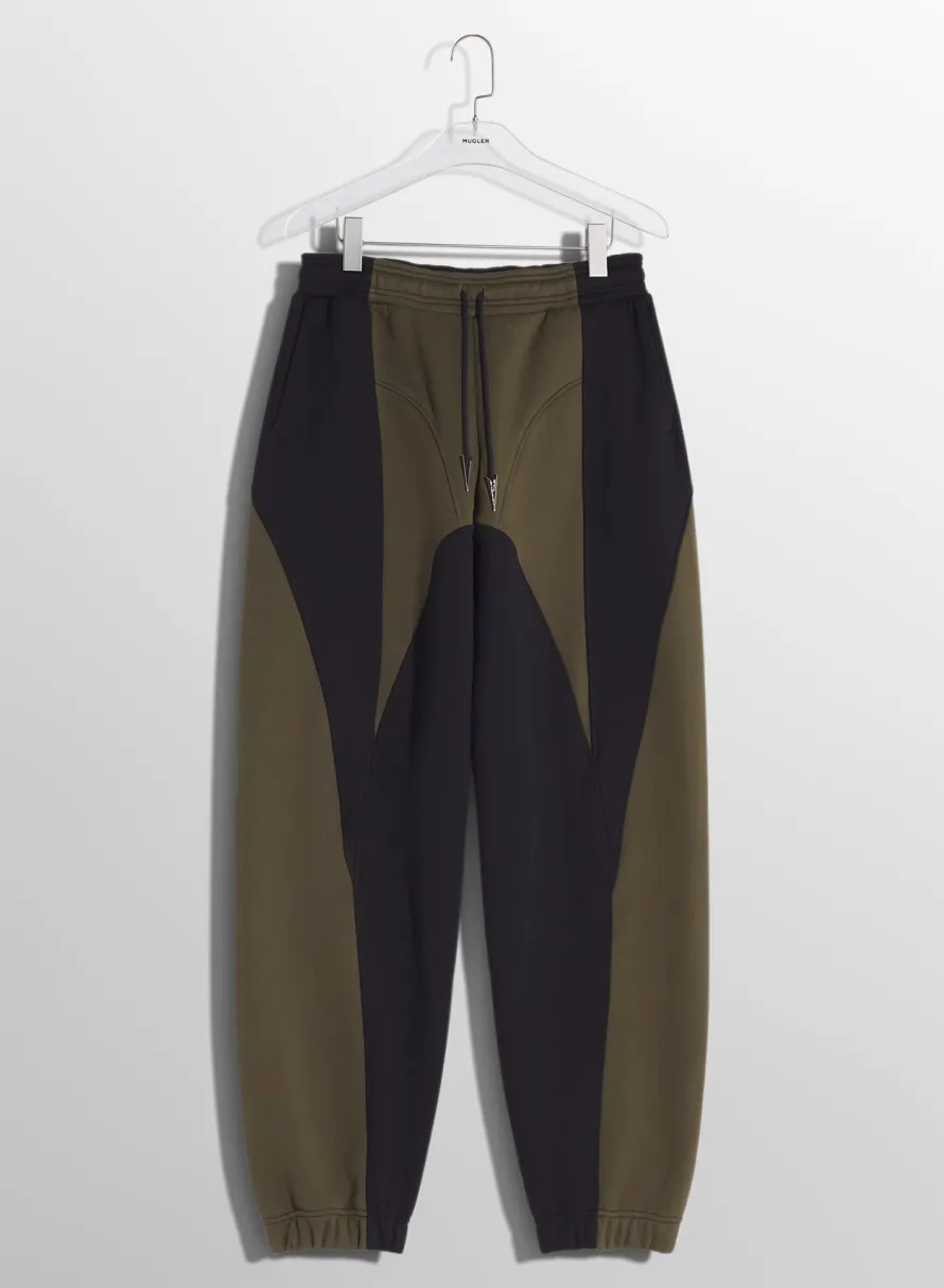 Women MUGLER military green light fleece track pants