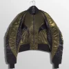 Women MUGLER military green satiny bomber jacket