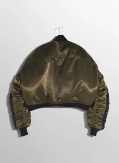 Women MUGLER military green satiny bomber jacket