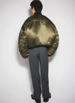 Women MUGLER military green satiny bomber jacket