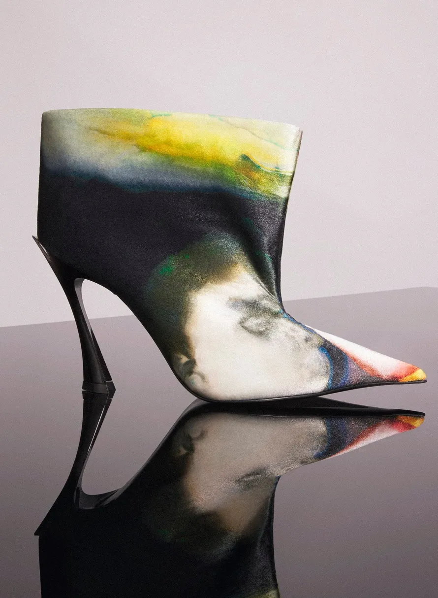 Women MUGLER x Ambera Wellmann printed velvet fang 95 boots