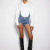 Women MUGLER off-white corseted polo