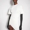 Women MUGLER off-white draped pierced day dress