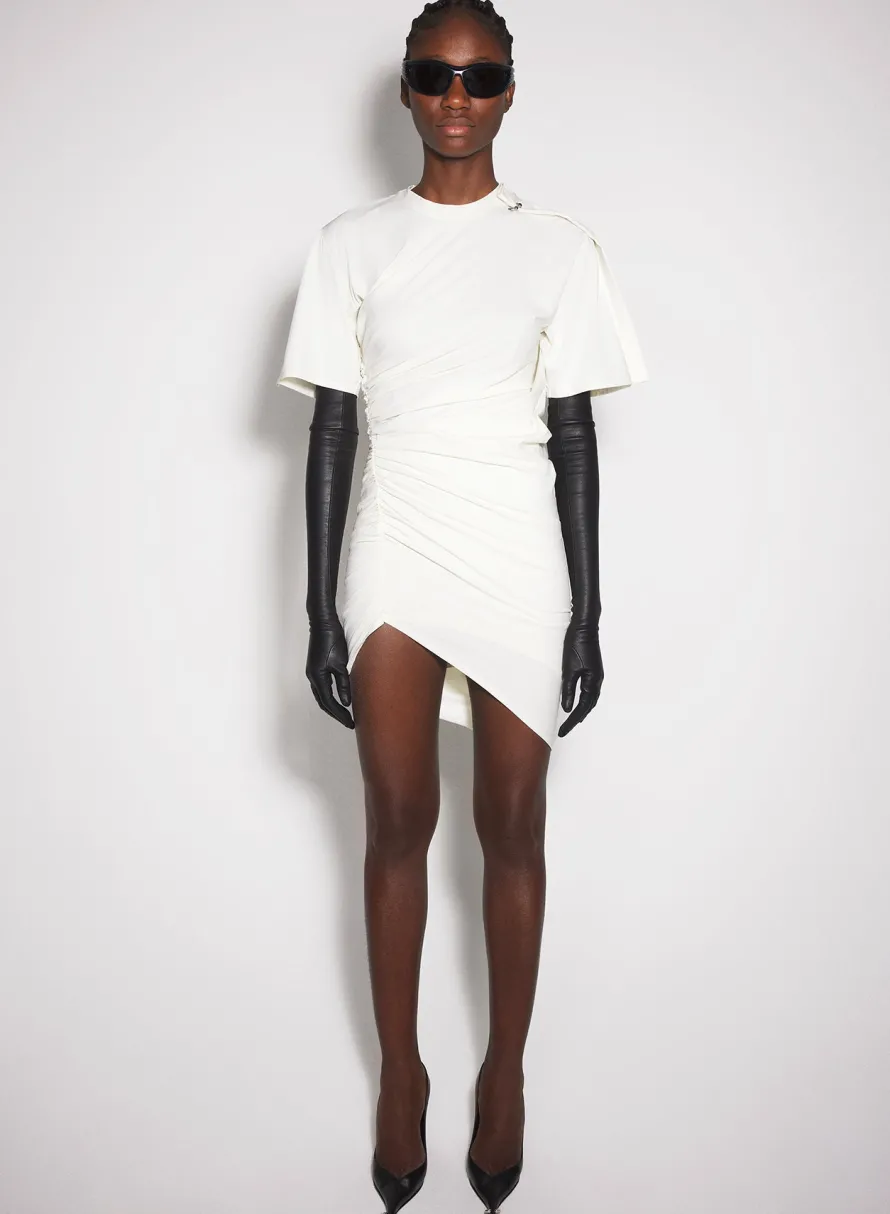 Women MUGLER off-white draped pierced day dress