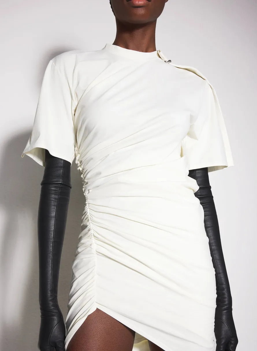 Women MUGLER off-white draped pierced day dress