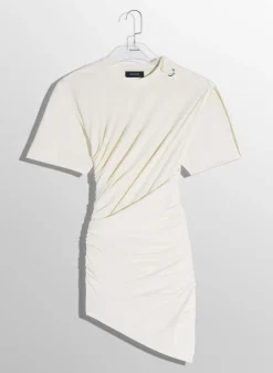 Women MUGLER off-white draped pierced day dress