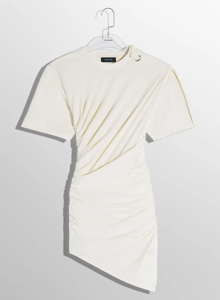 Women MUGLER off-white draped pierced day dress