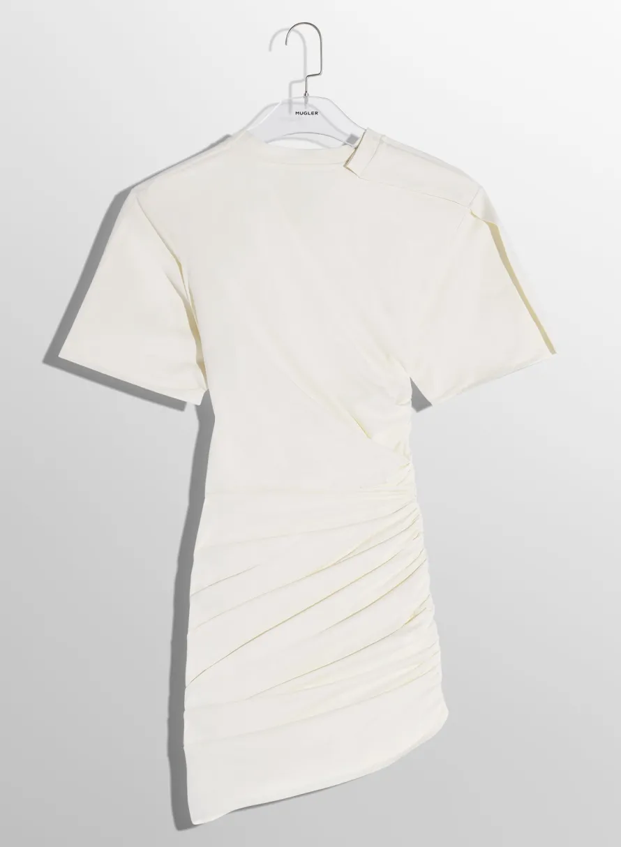 Women MUGLER off-white draped pierced day dress