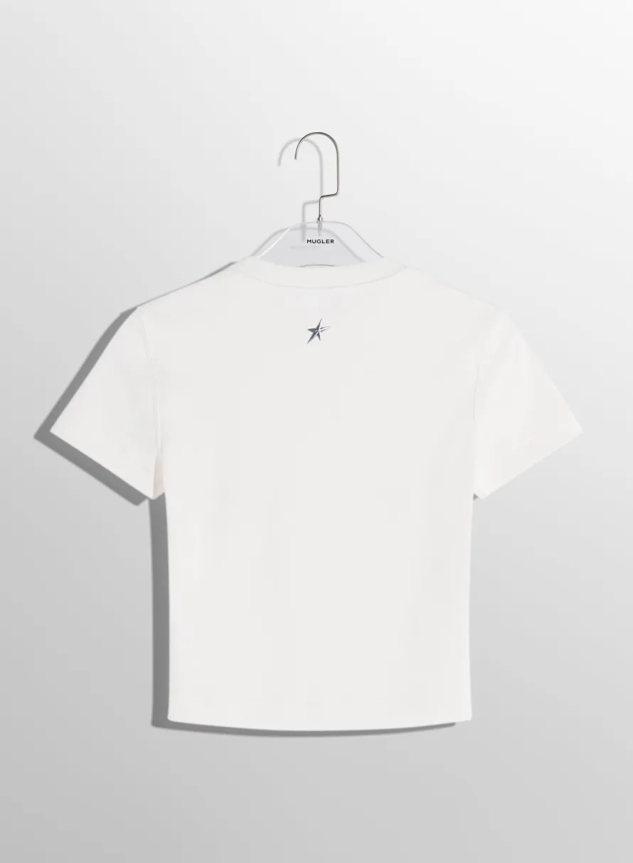 Women MUGLER off-white pierced baby t-shirt