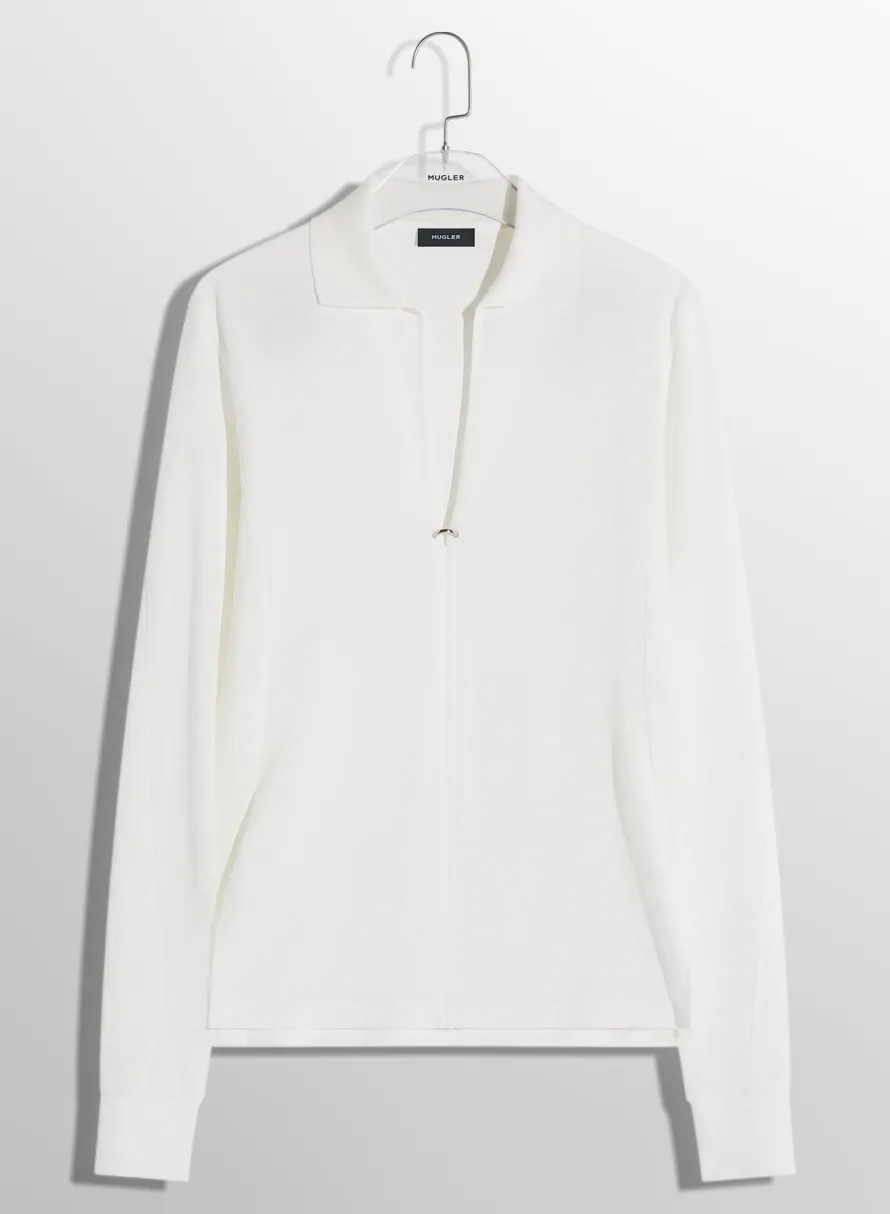 Women MUGLER off-white pierced polo