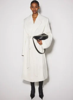 Women MUGLER off-white ribbed belted coat