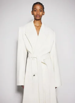 Women MUGLER off-white ribbed belted coat