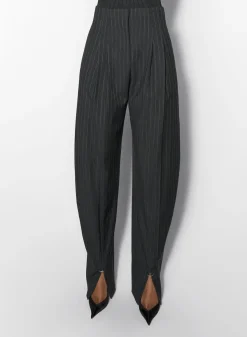 Women MUGLER pinstripe pierced loose tailored trousers