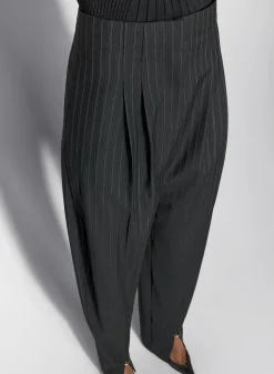 Women MUGLER pinstripe pierced loose tailored trousers