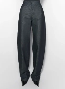 Women MUGLER raw blue laced-up wide leg jeans