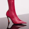 MUGLER red boned leather fang 95 ankle boots