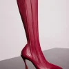 MUGLER red boned leather fang 95 boots