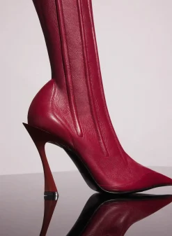 MUGLER red boned leather fang 95 boots