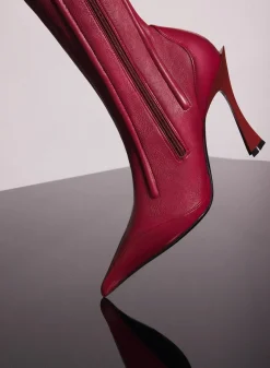 MUGLER red boned leather fang 95 boots