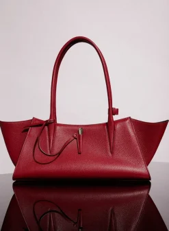 MUGLER red grained leather fang bag