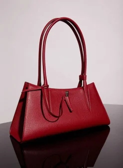 MUGLER red grained leather fang bag