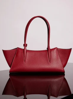 MUGLER red grained leather fang bag