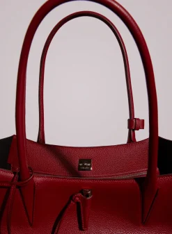 MUGLER red grained leather fang bag