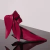 MUGLER red leather knot fang flat mules