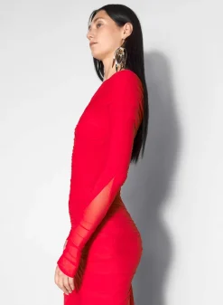 Women MUGLER red ruched bodysuit