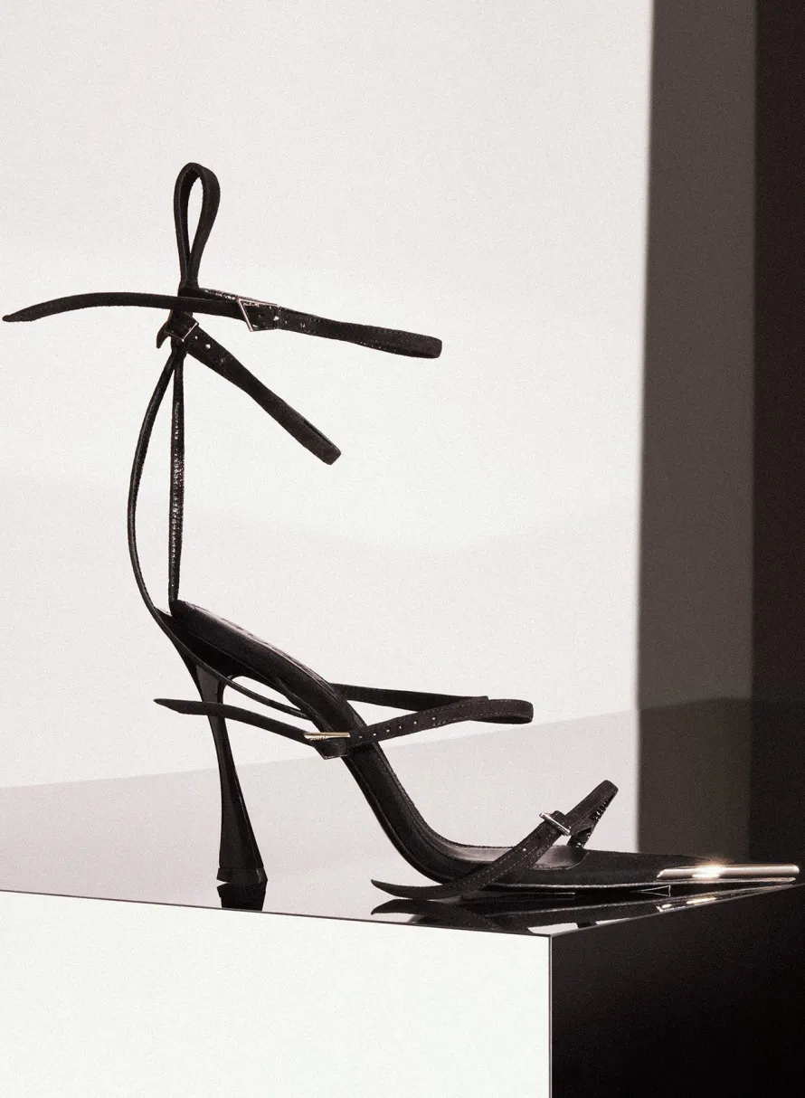 MUGLER Strappy black suede Fang 95 sandals
