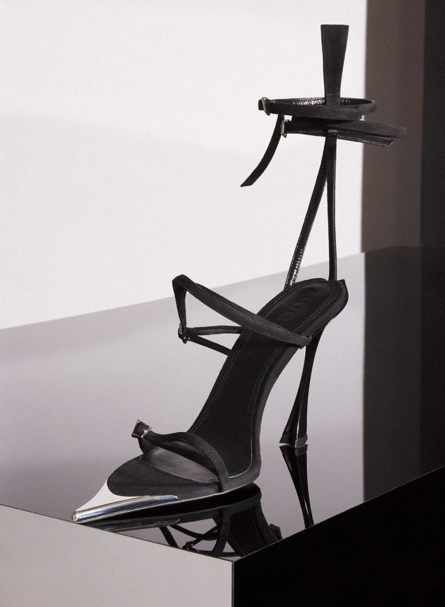 MUGLER Strappy black suede Fang 95 sandals
